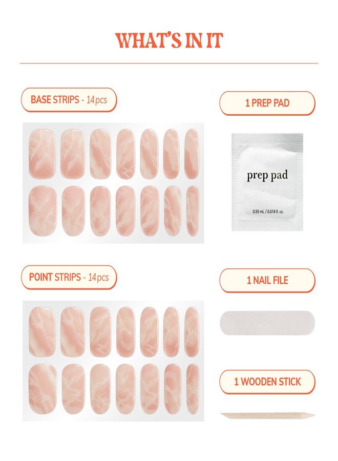 Heyhae Semi Cured Gel Nail Strips | No LED Lamp Needed | Pink, Marble | Easy Apply & Remove, Salon Quality | Includes 28 Strips, 1 Prep Pads, Nail File & Wooden Stick - Hey, Crystal Calm - Image 3